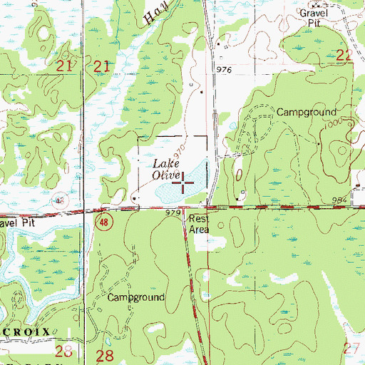 Topographic Map of Lake Olive, MN
