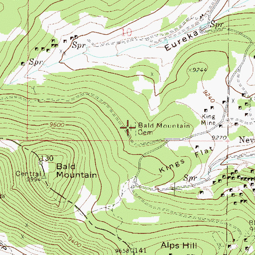 Topographic Map of Bald Mountain Cemetery, CO