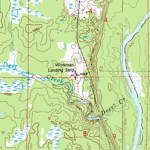 Topographic Map of Workman Landing Strip (historical), MN