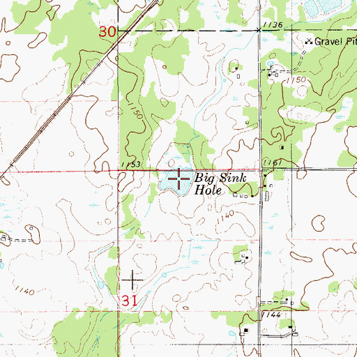 Topographic Map of Big Sink Hole, MN