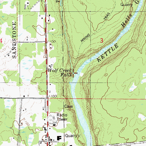 Topographic Map of Wolf Creek Falls, MN