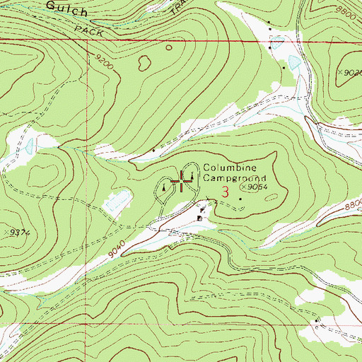 Topographic Map of Columbine Campground, CO