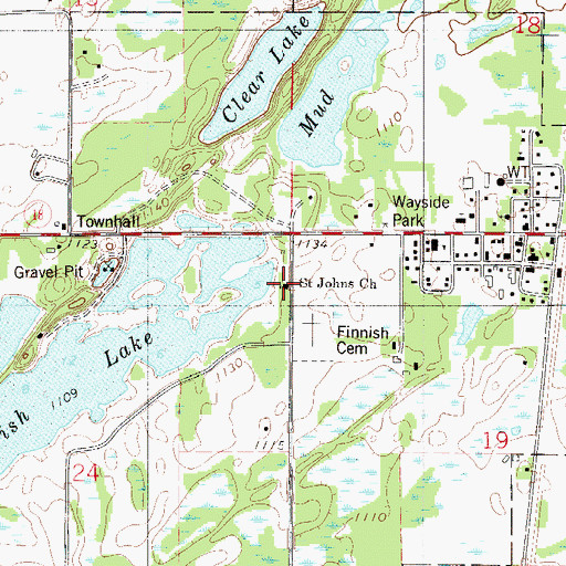 Topographic Map of Saint Johns Church, MN