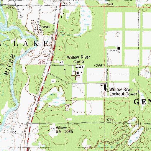 Topographic Map of Willow River Camp, MN