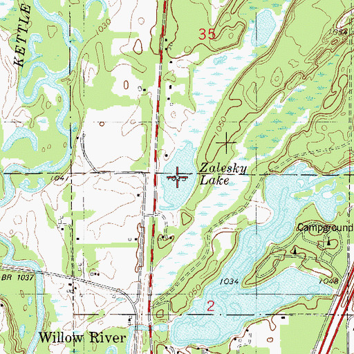 Topographic Map of Zalesky Lake, MN