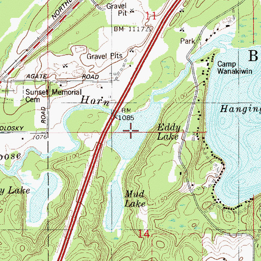 Topographic Map of Eddy Lake, MN