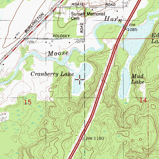 Topographic Map of Cranberry Lake, MN