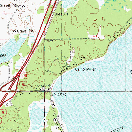 Topographic Map of Camp Miller, MN