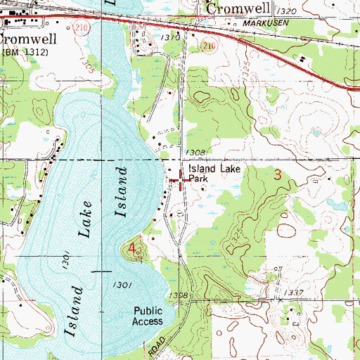 Topographic Map of Island Lake Park, MN
