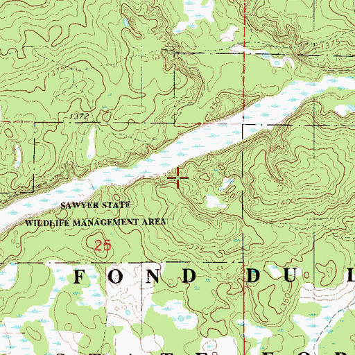Topographic Map of Sawyer State Wildlife Management Area, MN