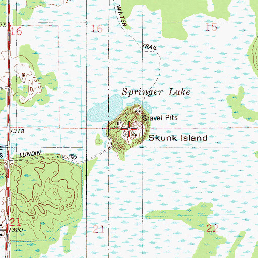 Topographic Map of Skunk Island, MN