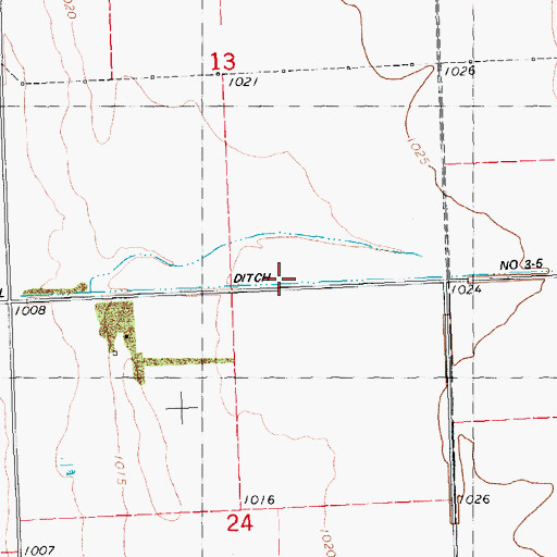Topographic Map of Judicial Ditch Number Three-Five, MN