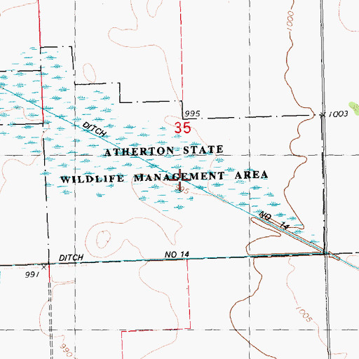 Topographic Map of Atherton State Wildlife Management Area, MN