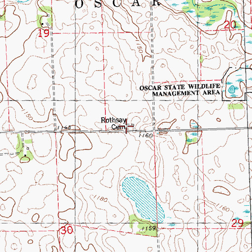 Topographic Map of Rothsay Cemetery, MN