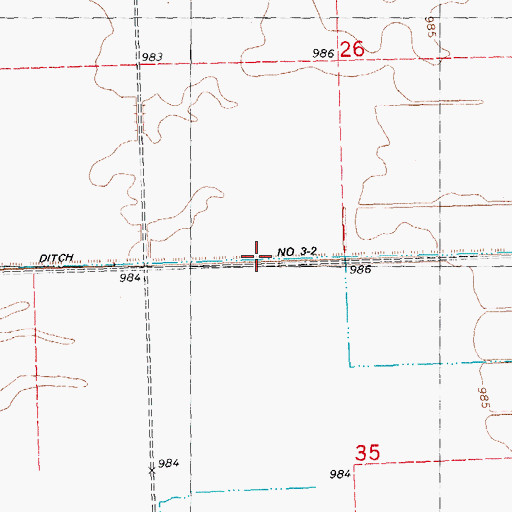 Topographic Map of County Ditch Number Three-Two, MN