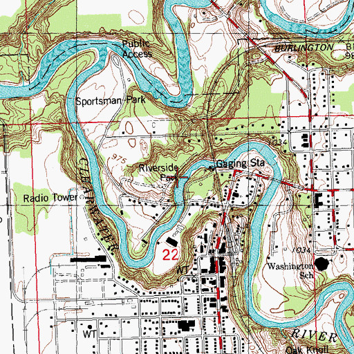 Topographic Map of Riverside Park, MN