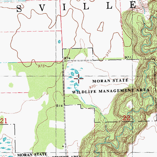 Topographic Map of Moran State Wildlife Management Area, MN