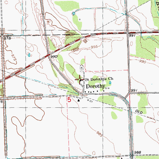 Topographic Map of Saint Dorothys Church, MN
