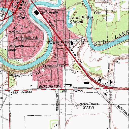 Topographic Map of Crescent Park, MN