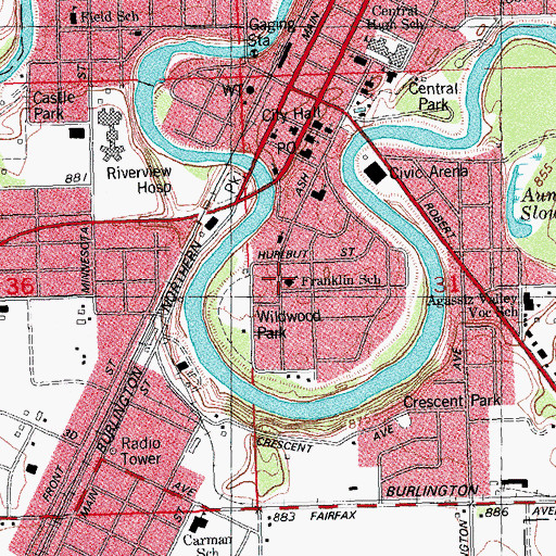 Topographic Map of Franklin School, MN