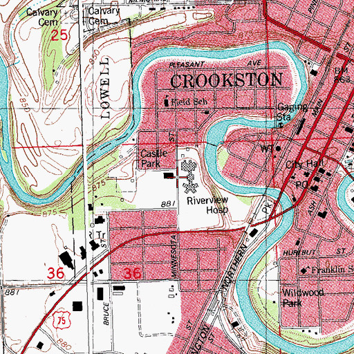 Topographic Map of River View Health Medical Center, MN