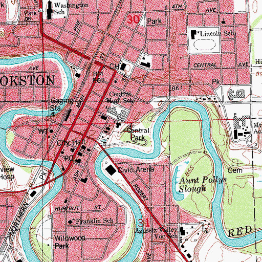 Topographic Map of Central Park, MN