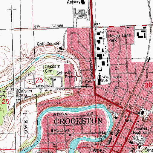 Topographic Map of Schuster Park, MN
