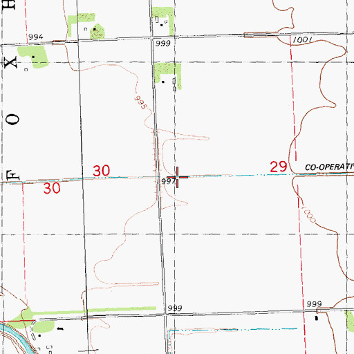 Topographic Map of Co-operative Ditch Number One, MN