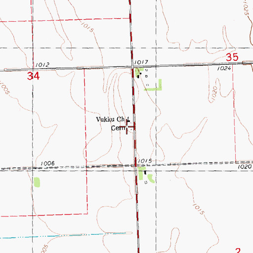 Topographic Map of Vukku Church Cemetery, MN