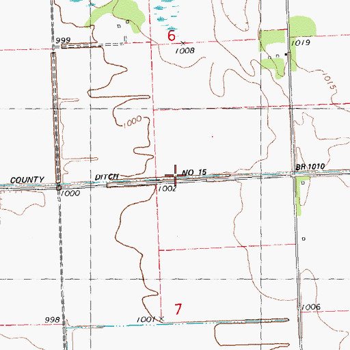 Topographic Map of County Ditch Number Fifteen, MN