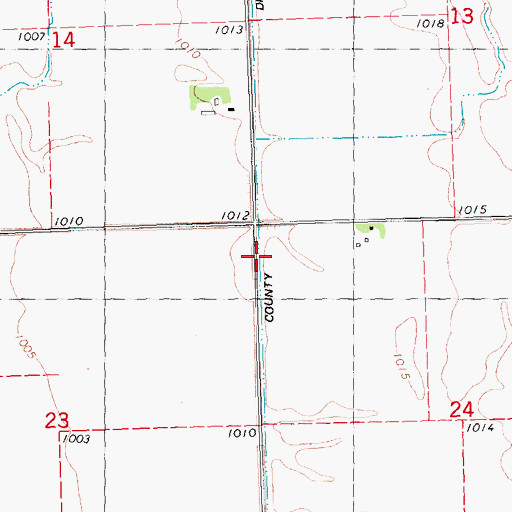 Topographic Map of County Ditch Number Ten, MN