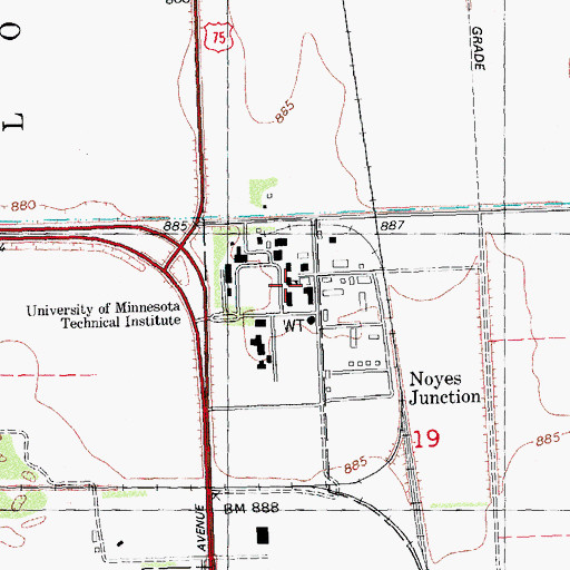 Topographic Map of University of Minnesota Technical Institute, MN