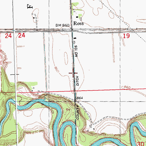 Topographic Map of County Ditch Number One Hundred Twentyfive, MN