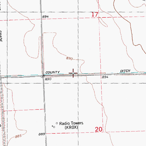 Topographic Map of County Ditch Number Sixty, MN