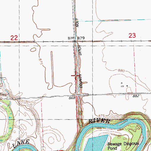 Topographic Map of County Ditch Number One, MN