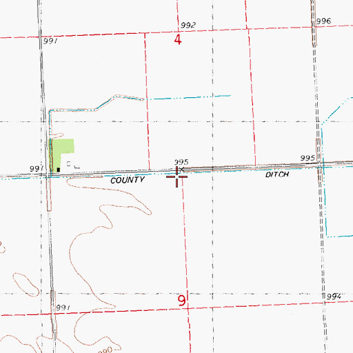 Topographic Map of County Ditch Number Twenty, MN