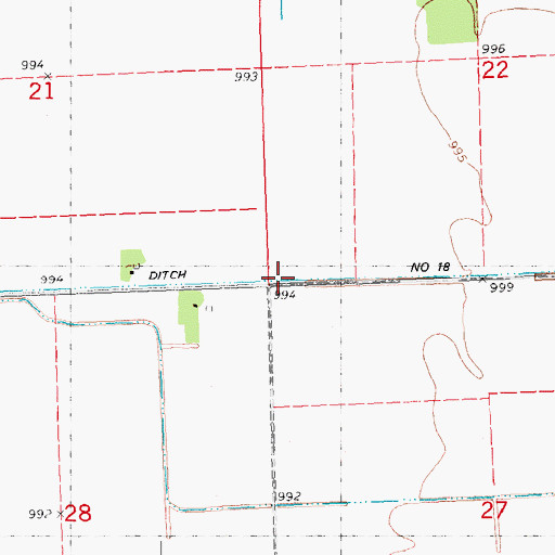Topographic Map of County Ditch Number Eighteen, MN