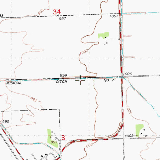 Topographic Map of Judicial Ditch Number Seven, MN