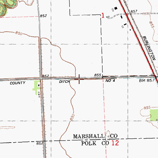 Topographic Map of County Ditch Number Four, MN