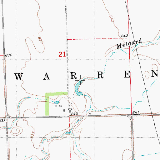 Topographic Map of Melgard Coulee, MN