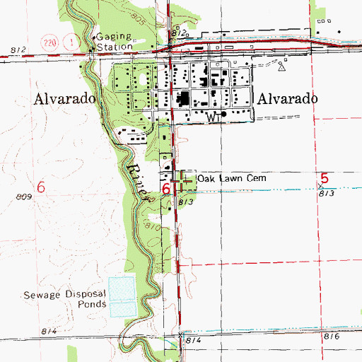 Topographic Map of Oak Lawn Cemetery, MN