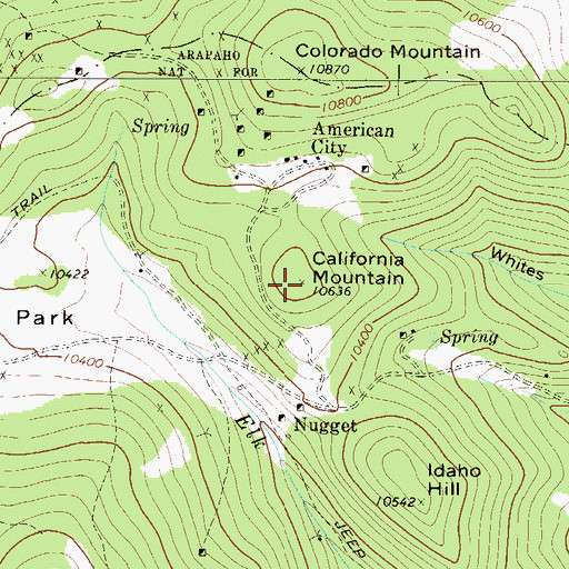 Topographic Map of California Mountain, CO