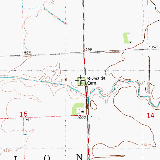 Topographic Map of Riverside Cemetery, MN