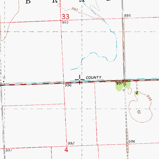 Topographic Map of County Ditch Number Nine, MN