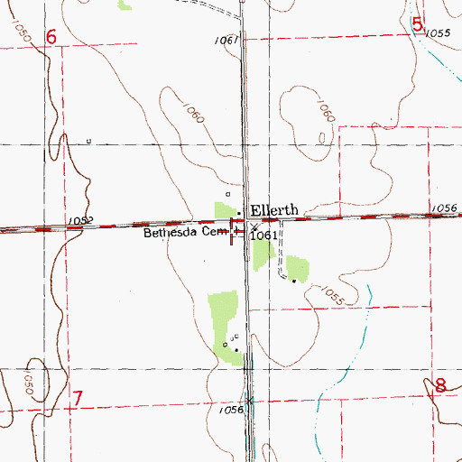 Topographic Map of Bethesda Cemetery, MN