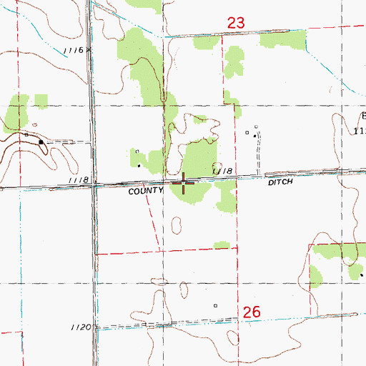 Topographic Map of County Ditch Number Forty, MN