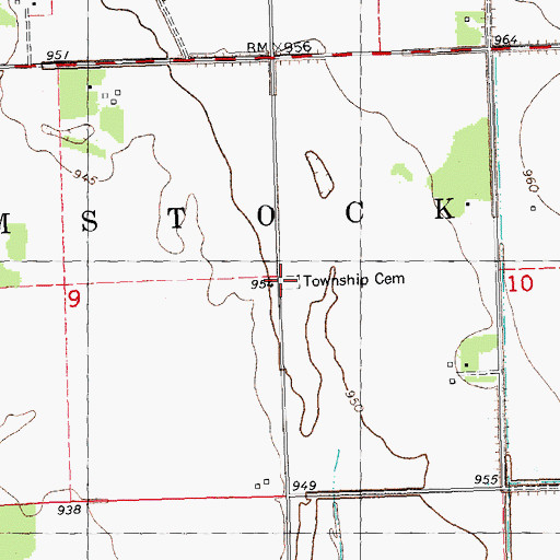 Topographic Map of Comstock Cemetery, MN