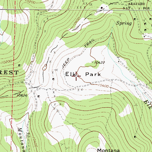 Topographic Map of Elk Park, CO