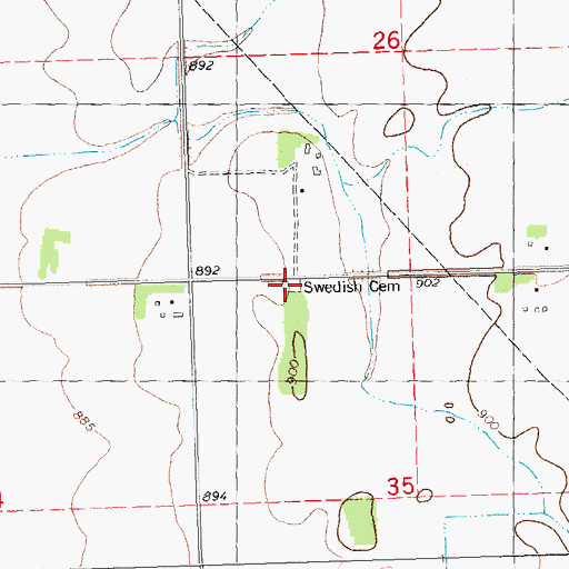 Topographic Map of Wanger Baptist Cemetery, MN