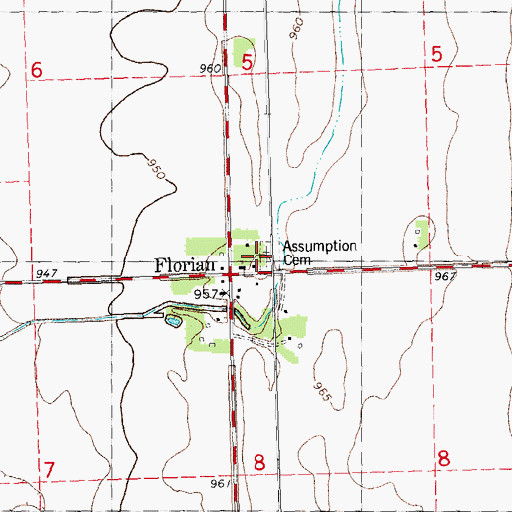 Topographic Map of Assumption Cemetery, MN